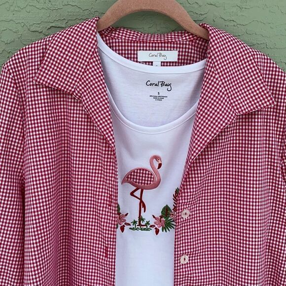 Flamingo 2 Piece Coral Bay Sz S 2 Flamingo Tank And Button Down NWT - Picture 3 of 16